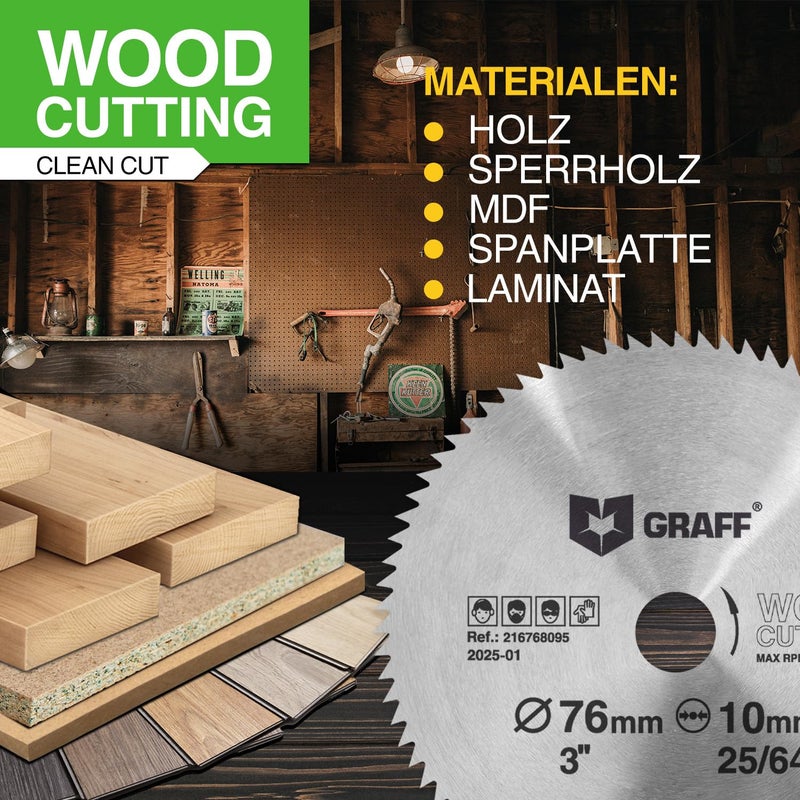 GRAFF 3 Inch Circular Saw Blade for Wood, Plywood, Laminate, Drywall, Plastic – 80T Wood Cutting Circular Saw Blade with 3/8 Inch Arbor from - Image 5